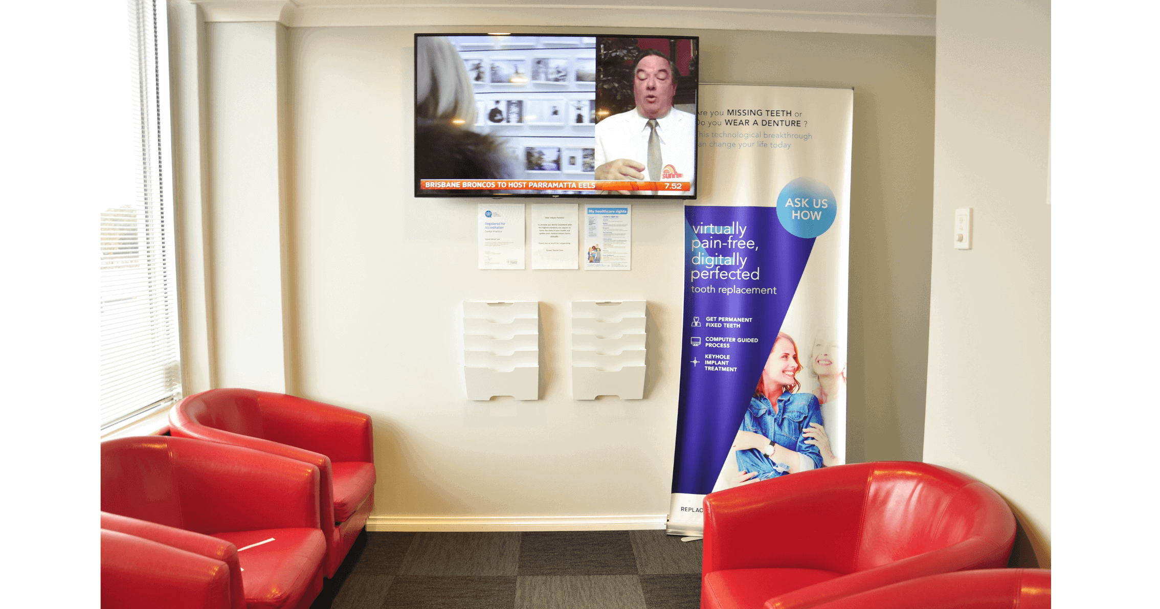 Comfortable waiting room at Epsom Dental Care, dentist in Belmont WA